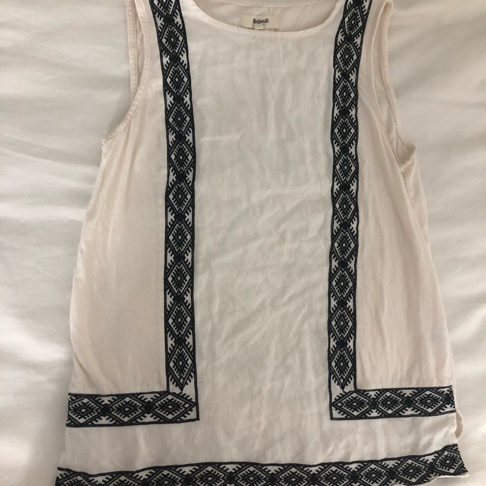 Madewell linen tank with embroidered detail